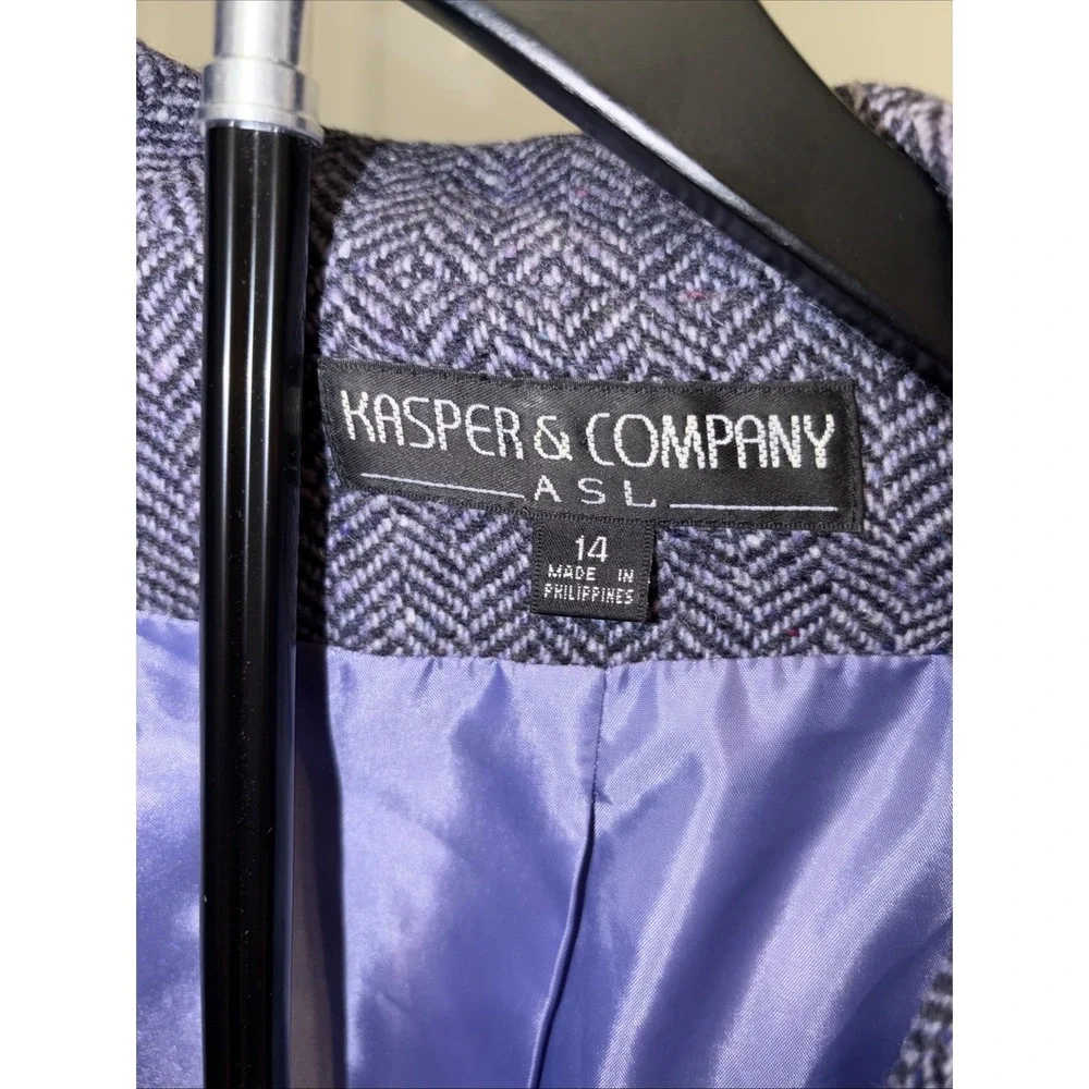 Vintage Kasper & Company A.S.L. 14 Wool 70% Nylon 30% Dark Academia Professional